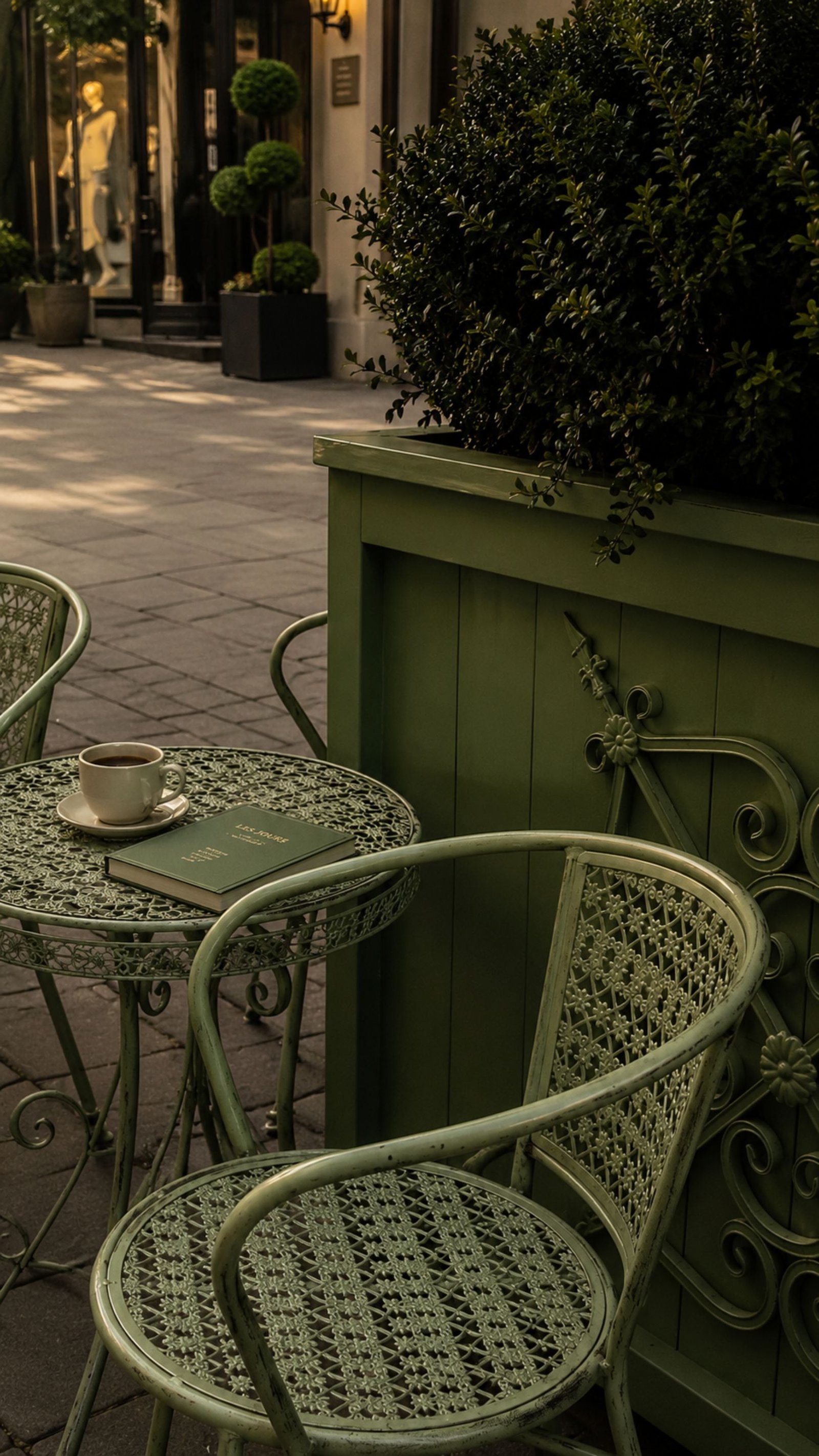 Sage Green Cafe Aesthetic 4K Wallpaper